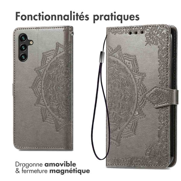 imoshion Etui de téléphone portefeuille Mandala Samsung Galaxy A25 (5G) - Gris