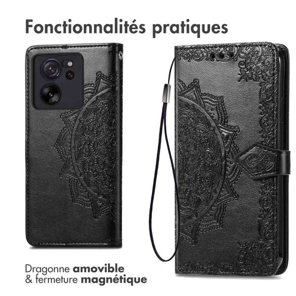 iMoshion Etui de téléphone portefeuille Mandala Xiaomi 13T / 13T Pro - Noir