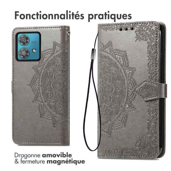 iMoshion Etui de téléphone portefeuille Mandala Motorola Edge 40 Neo - Gris