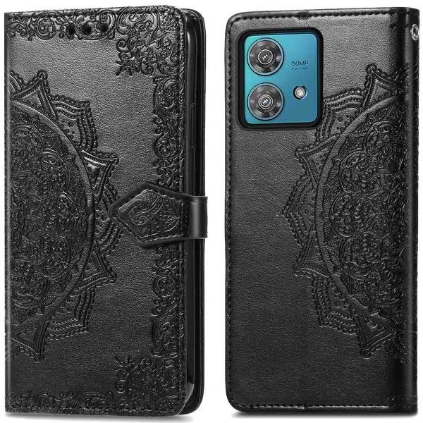 imoshion Etui de téléphone portefeuille Mandala Motorola Edge 40 Neo - Noir