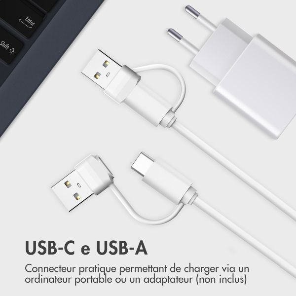 imoshion Câble de chargement Apple Watch USB-C et USB-A - 0,5 mètre - Blanc