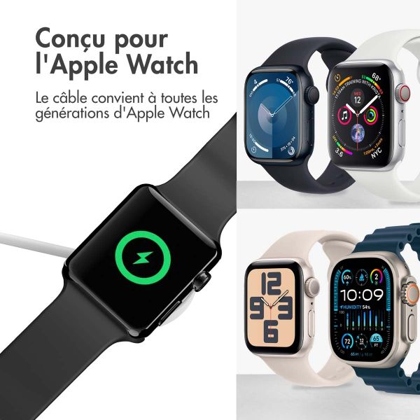 imoshion Câble de chargement Apple Watch USB-C et USB-A - 0,5 mètre - Blanc