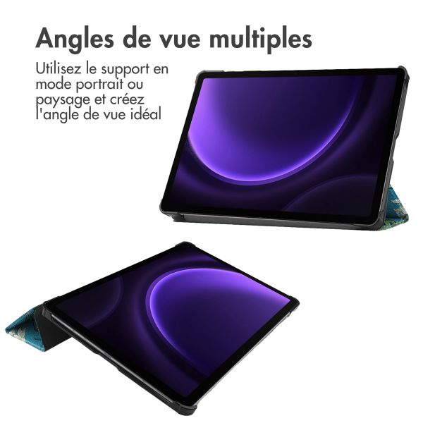 iMoshion Coque tablette Design Trifold Samsung Tab S9 FE / Tab S9 - Green Plant
