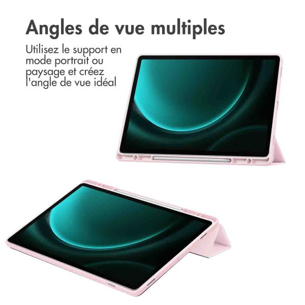 imoshion Coque tablette rigide Trifold Samsung Tab S9 FE Plus / Tab S9 Plus 12.4 pouces - Rose