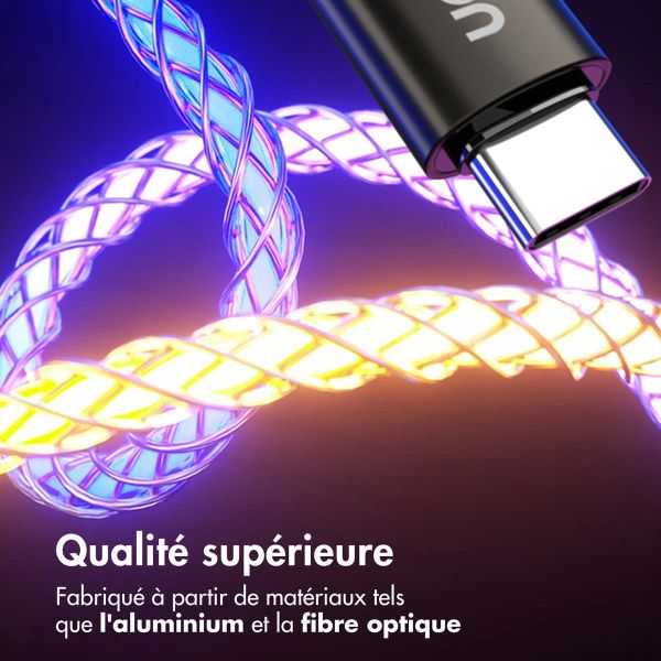 imoshion Câble de charge rapide lumineux RGB - USB-C vers USB-C - 1 mètre