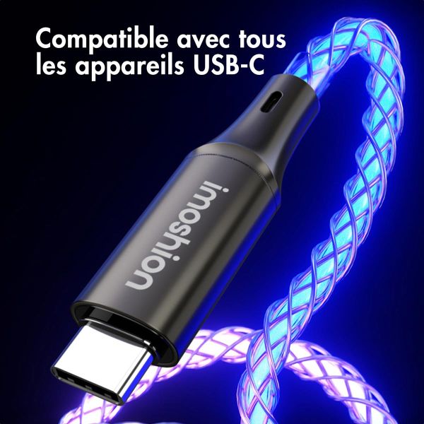 imoshion Câble de charge rapide lumineux RGB - USB-C vers USB-C - 1 mètre