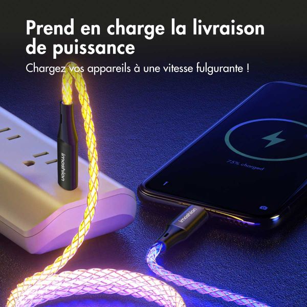 imoshion Câble de charge rapide lumineux RGB - USB-C vers USB-C - 2 mètres