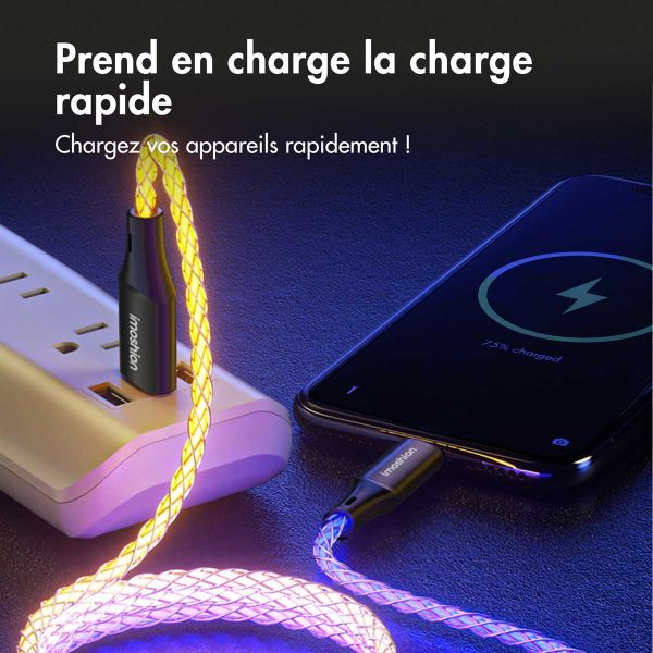 imoshion Câble de charge rapide lumineux RGB - USB-A vers Lightning - 1 mètre