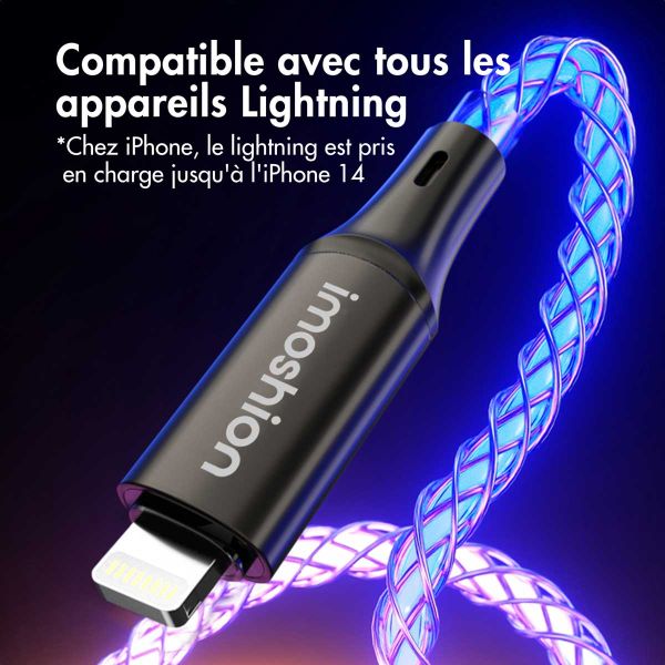 imoshion Câble de charge rapide lumineux RGB - USB-C vers Lightning - 1 mètre