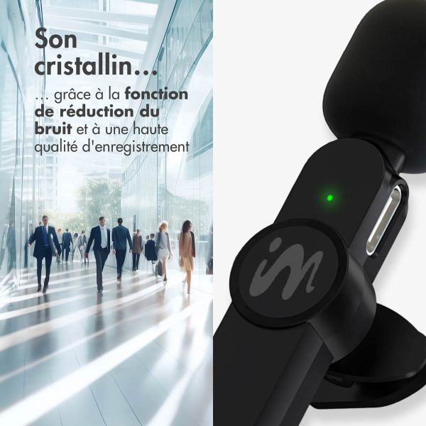 imoshion Microphone pour téléphone - Micro cravate - Sans fil - Bluetooth / Lightning / USB-C