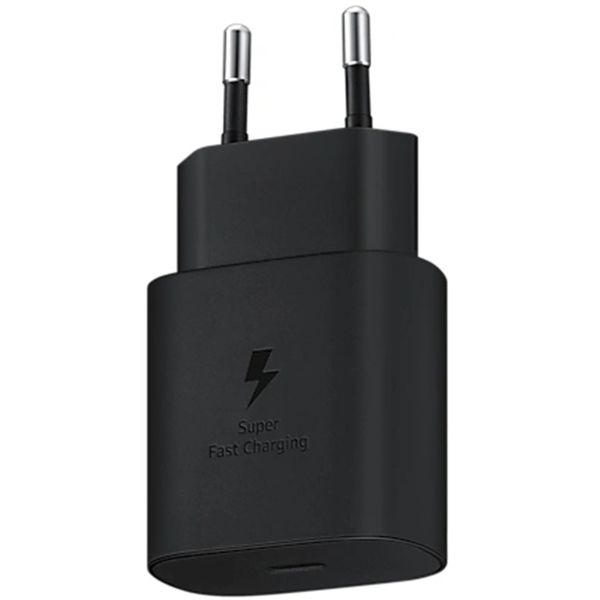 Samsung Original câble USB-C vers USB-C - 1.8 meter - 25 Watt - Noir + Original l'Adapteur de charge radpide USB-C emballage d'usine - 25 Watt - Noir