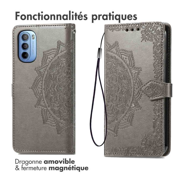 imoshion Etui de téléphone portefeuille Mandala Motorola Moto G14 - Gris