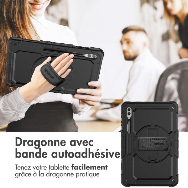 Accezz Coque arrière robuste avec bandoulière Samsung Galaxy Tab S9 Ultra 14.6 pouces - Noir