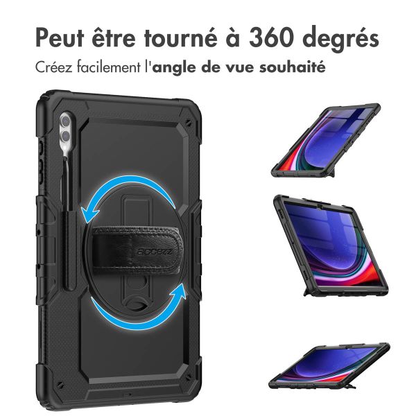 Accezz Coque arrière robuste avec bandoulière Samsung Galaxy Tab S9 Ultra 14.6 pouces - Noir