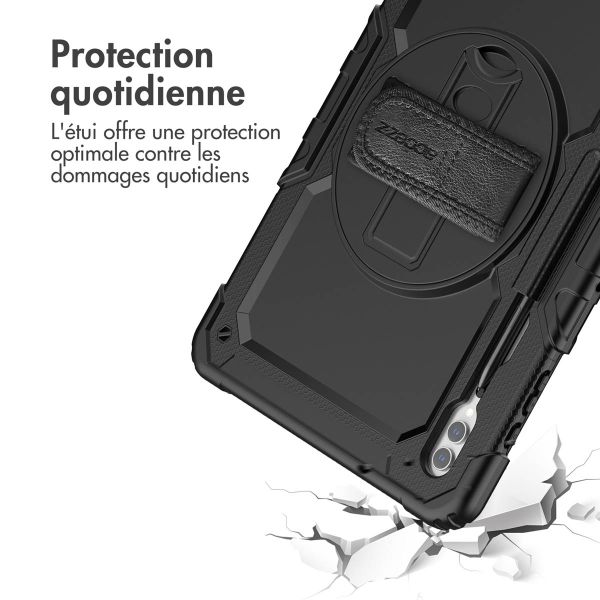 Accezz Coque arrière robuste avec bandoulière Samsung Galaxy Tab S9 Ultra 14.6 pouces - Noir