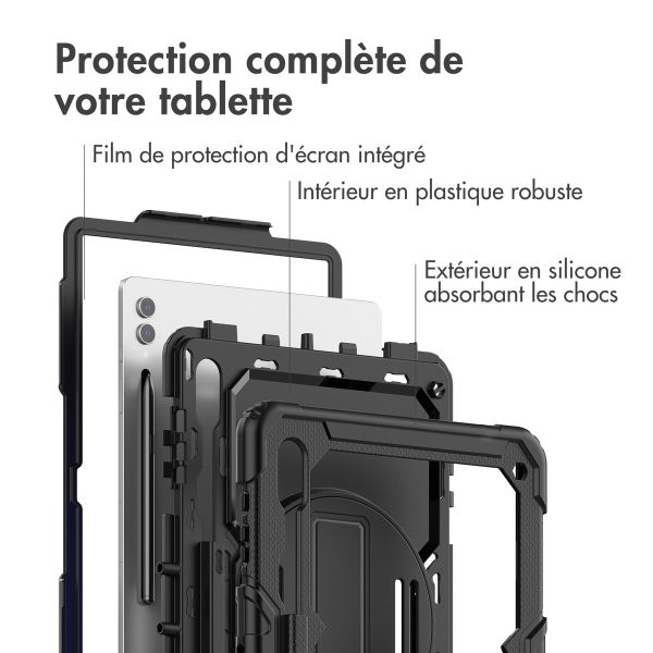 Accezz Coque arrière robuste avec bandoulière Samsung Galaxy Tab S9 Ultra 14.6 pouces - Noir