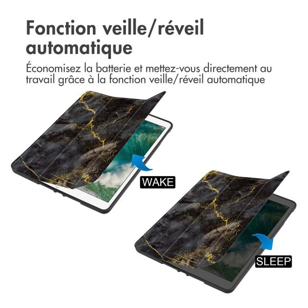 imoshion Coque tablette Trifold iPad 6 (2018) 9.7 pouces / iPad 5 (2017) 9.7 pouces / Air 2 (2014) / Air 1 (2013) - Black Marble