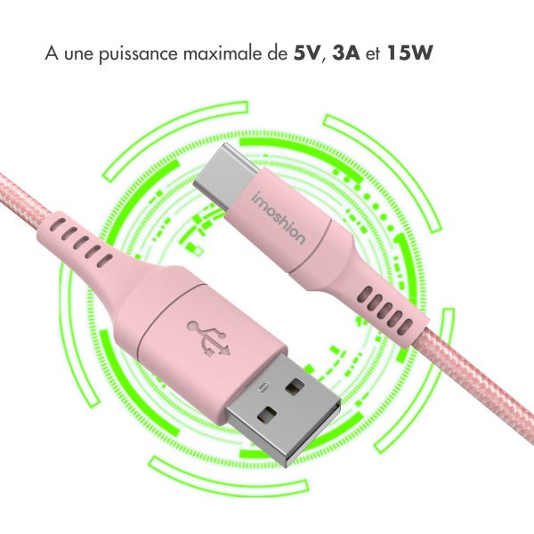 iMoshion Braided USB-C vers câble USB - 2 mètre - Rose