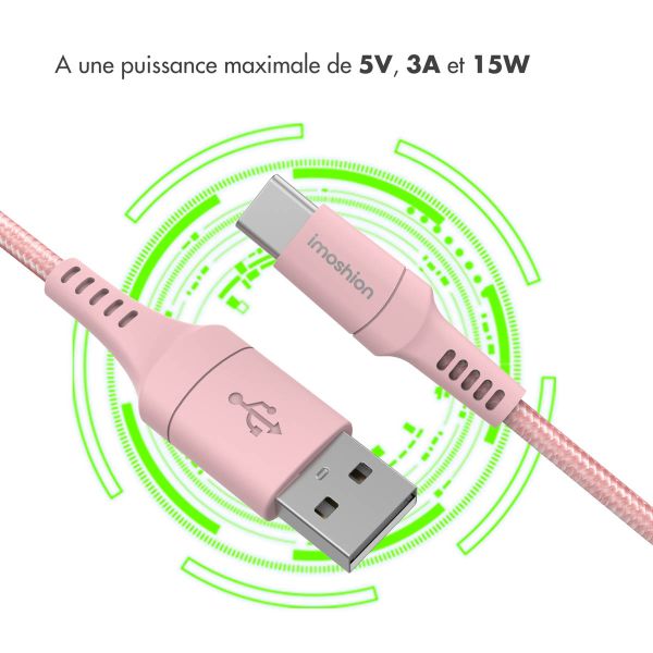 iMoshion Braided USB-C vers câble USB - 1 mètre - Rose