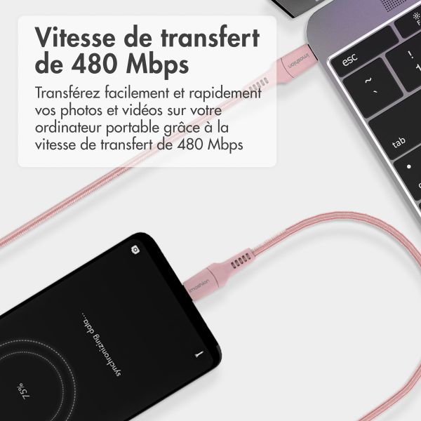 iMoshion Braided USB-C vers câble USB-C - 2 mètre - Rose