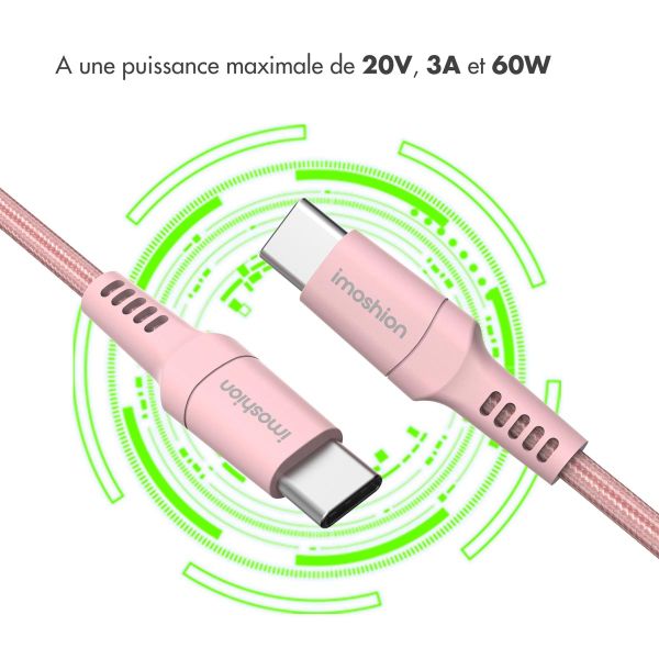 iMoshion Braided USB-C vers câble USB-C - 2 mètre - Rose