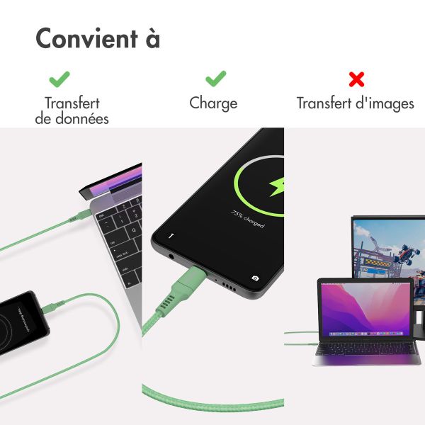 iMoshion Braided USB-C vers câble USB-C - 2 mètre - Vert