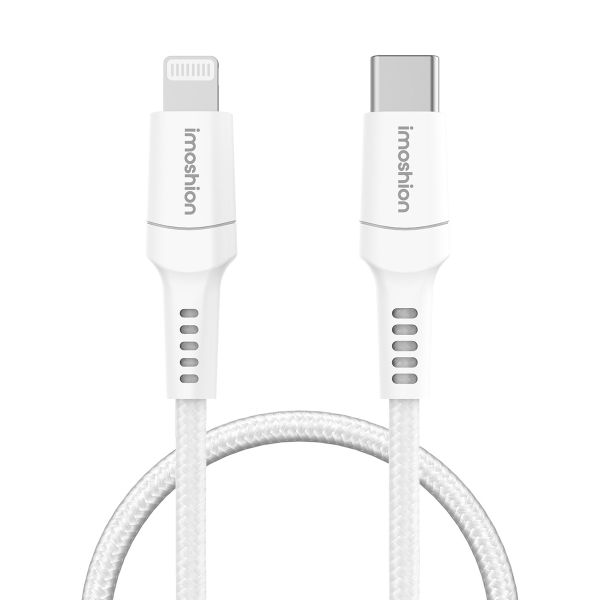 imoshion ﻿Câble Lightning vers USB-C - Non MFi - Textile tressé - 1,5 mètre - Blanc