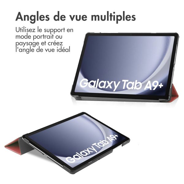 imoshion Coque tablette Trifold Samsung Galaxy Tab A9 Plus - Rouge