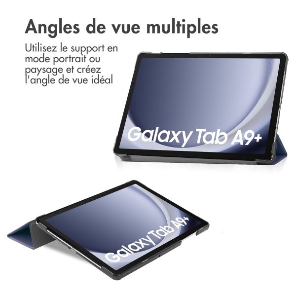 iMoshion Coque tablette Trifold Samsung Galaxy Tab A9 Plus - Bleu foncé