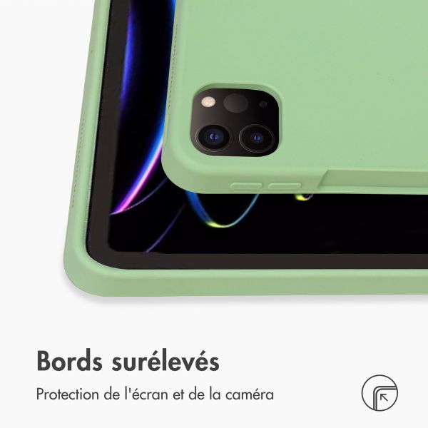 Accezz Coque Liquid Silicone avec porte-stylet iPad Pro 12.9 (2022) / Pro 12.9 (2021) / Pro 12.9 (2020) - Vert clair