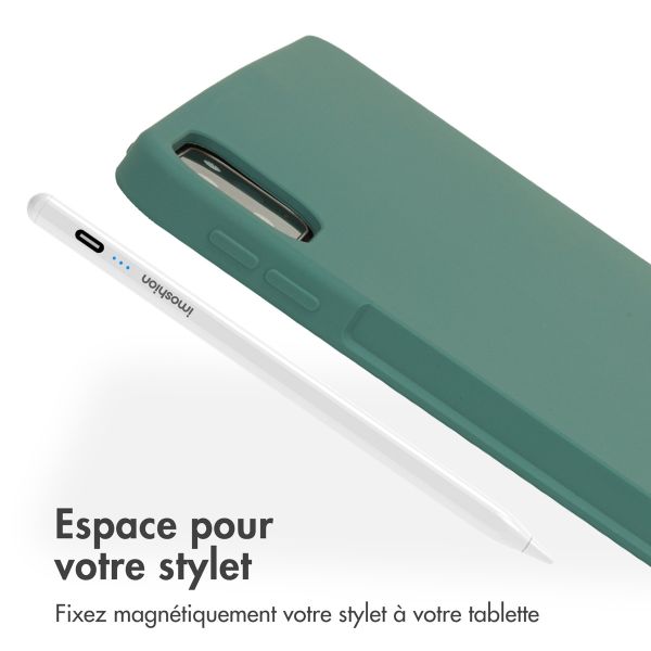 Accezz Coque Liquid Silicone avec porte-stylet iPad Pro 12.9 (2022) / Pro 12.9 (2021) / Pro 12.9 (2020) - Vert foncé