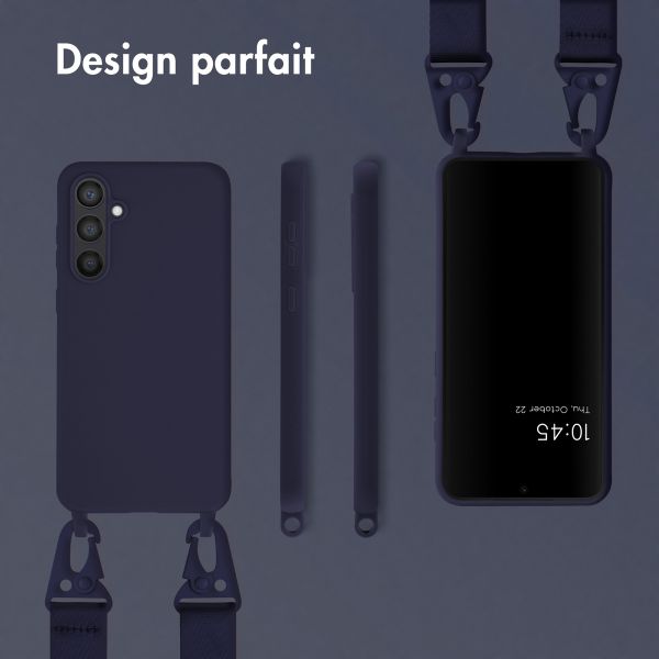 Selencia Coque silicone avec cordon amovible Samsung Galaxy S23 FE - Blue foncé