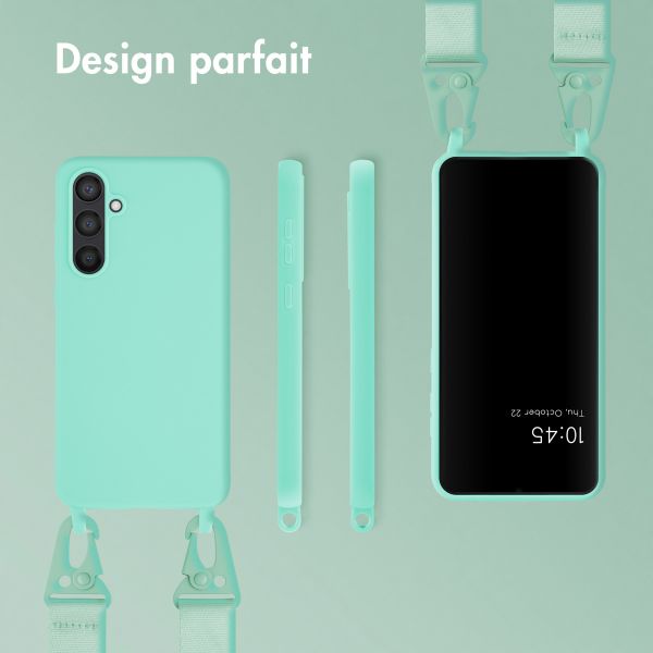 Selencia Coque silicone avec cordon amovible Samsung Galaxy S23 FE - Turquoise