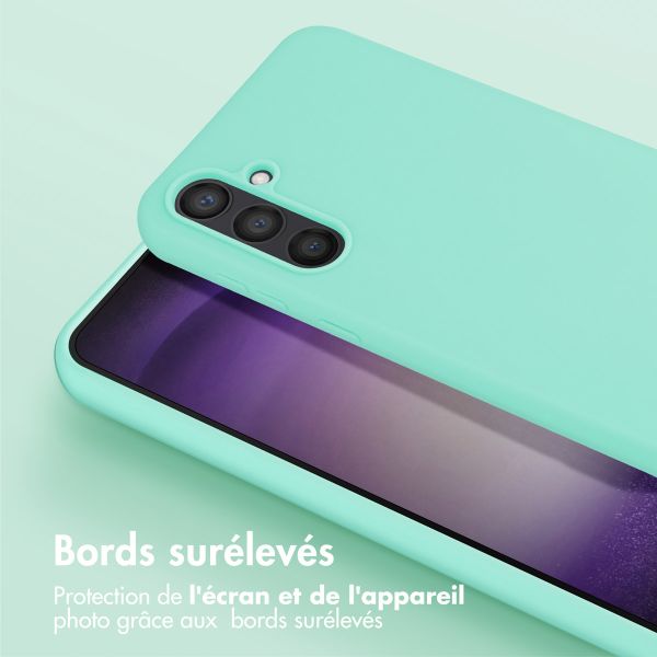 Selencia Coque silicone avec cordon amovible Samsung Galaxy S23 FE - Turquoise