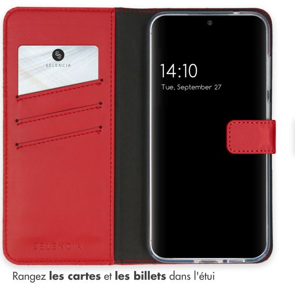 Selencia Étui de téléphone portefeuille en cuir véritable Samsung Galaxy S23 FE - Rouge