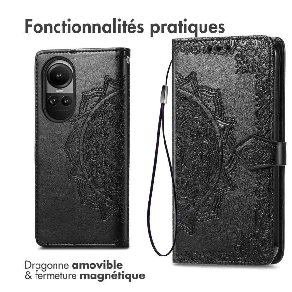 imoshion Etui de téléphone portefeuille Mandala Oppo Reno 10 / 10 Pro - Noir