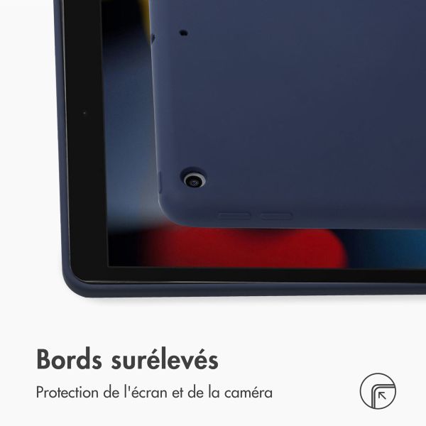 Accezz Coque Liquid Silicone iPad 9 (2021) 10.2 pouces / iPad 8 (2020) 10.2 pouces / iPad 7 (2019) 10.2 pouces - Bleu foncé