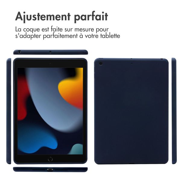 Accezz Coque Liquid Silicone iPad 9 (2021) 10.2 pouces / iPad 8 (2020) 10.2 pouces / iPad 7 (2019) 10.2 pouces - Bleu foncé