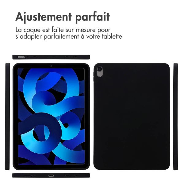 Accezz Coque Liquid Silicone avec porte-stylet iPad Air 11 pouces (2024) M2 / Air 5 (2022) / Air 4 (2020) - Noir