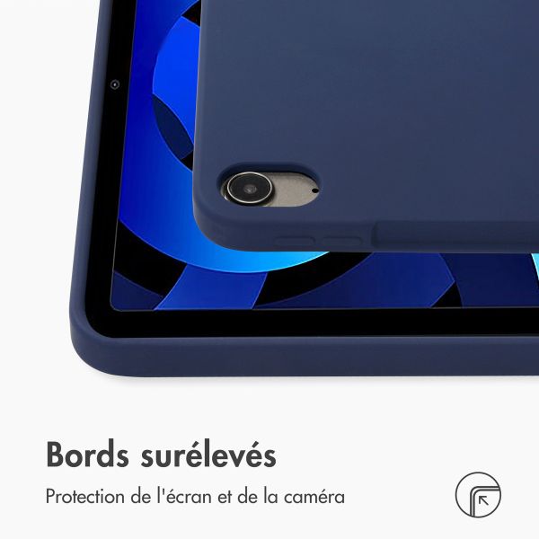 Accezz Coque Liquid Silicone avec porte-stylet iPad Air 11 pouces (2024) M2 / Air 5 (2022) / Air 4 (2020) - Bleu foncé