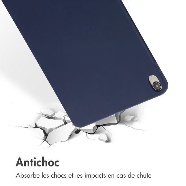 Accezz Coque Liquid Silicone avec porte-stylet iPad Air 11 pouces (2024) M2 / Air 5 (2022) / Air 4 (2020) - Bleu foncé