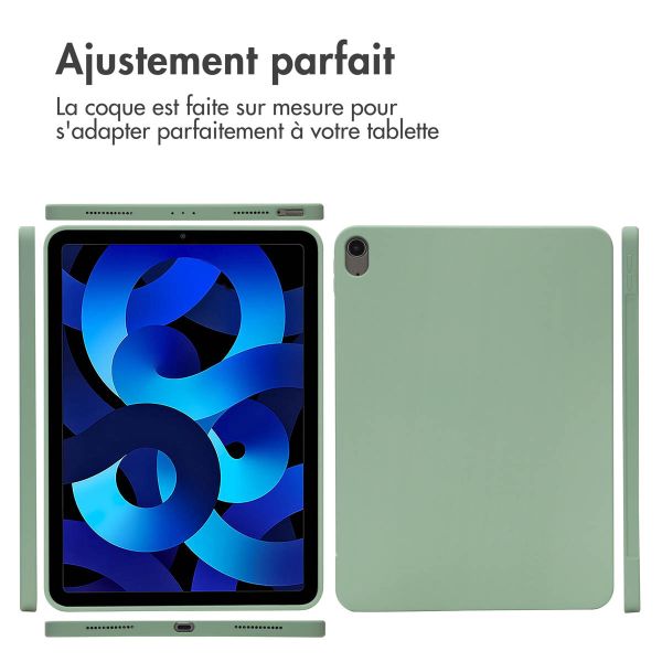 Accezz Coque Liquid Silicone avec porte-stylet iPad Air 11 pouces (2024) M2 / Air 5 (2022) / Air 4 (2020) - Vert clair