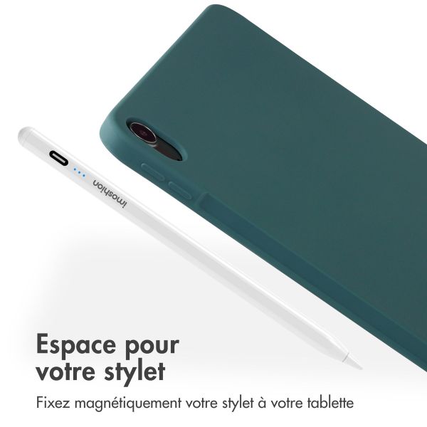 Accezz Coque Liquid Silicone avec porte-stylet iPad Air 11 pouces (2024) M2 / Air 5 (2022) / Air 4 (2020) - Vert foncé