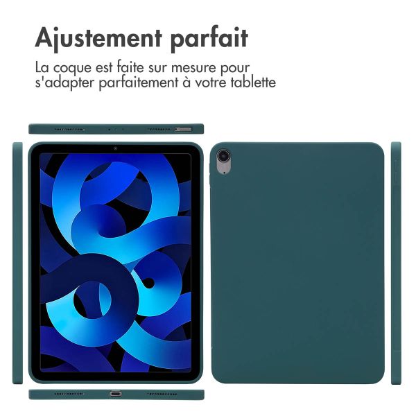 Accezz Coque Liquid Silicone avec porte-stylet iPad Air 11 pouces (2024) M2 / Air 5 (2022) / Air 4 (2020) - Vert foncé