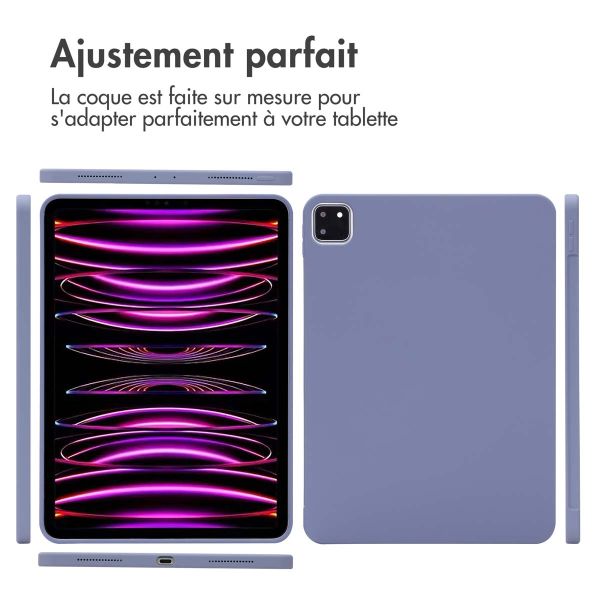 Accezz Coque Liquid Silicone avec porte-stylet iPad Pro 11 (2018 - 2022) - Lila