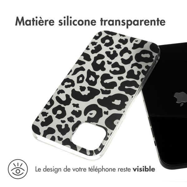 iMoshion Coque Design iPhone 15 Plus - Leopard / Noir