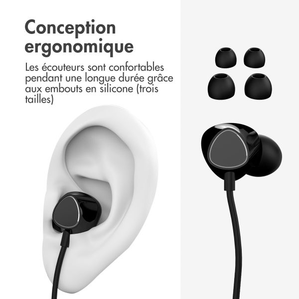 imoshion ﻿Ecouteurs in-ear - Ecouteurs filaires - Avec connexion AUX / prise jack 3,5 mm - Noir