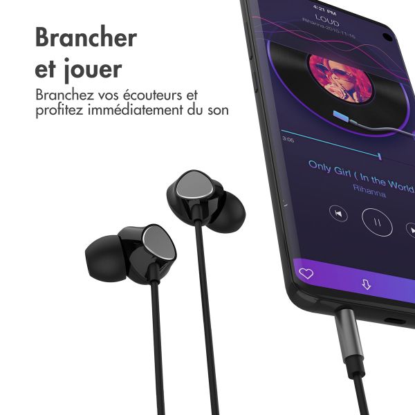 imoshion ﻿Ecouteurs in-ear - Ecouteurs filaires - Avec connexion AUX / prise jack 3,5 mm - Noir