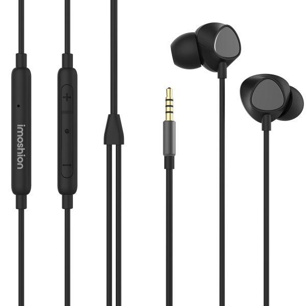 imoshion ﻿Ecouteurs in-ear - Ecouteurs filaires - Avec connexion AUX / prise jack 3,5 mm - Noir