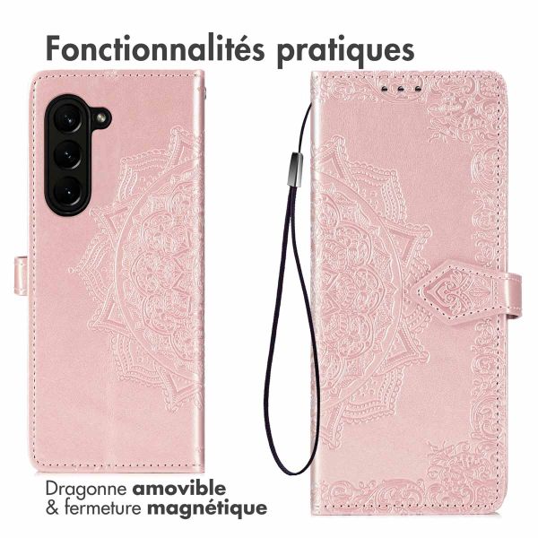 iMoshion Etui de téléphone portefeuille Mandala Samsung Galaxy Z Fold 5 - Rose Dorée